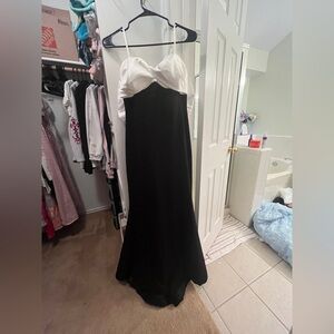 City Studio Black and White Strapless Evening Gown